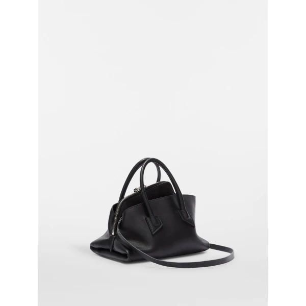 The Attico La Passeggiata Mini Top Handle Bag in Black Smooth Leather | Totes & Top-Handle Bags | Luxury Shoes 