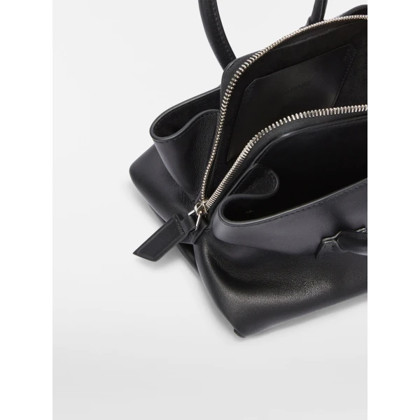 The Attico La Passeggiata Mini Top Handle Bag in Black Smooth Leather | Totes & Top-Handle Bags | Luxury Shoes 
