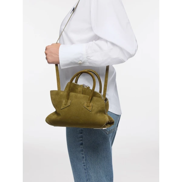 The Attico La Passeggiata Mini Top Handle Bag in Khaki | Totes & Top-Handle Bags | Luxury Shoes 