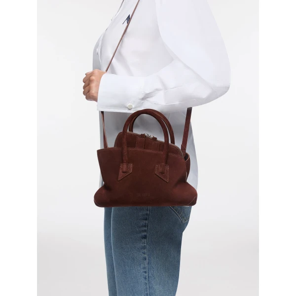 The Attico La Passeggiata Mini Top Handle Bag in Light Chocolate | Totes & Top-Handle Bags | Luxury Shoes 