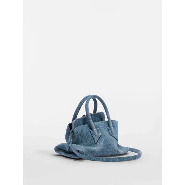 The Attico La Passeggiata Mini Top Handle Bag in Washed Denim | Totes & Top-Handle Bags | Luxury Shoes 