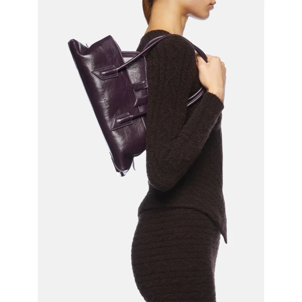 The Attico La Passeggiata Small Top Handle Bag in Dark Violet | Totes & Top-Handle Bags | Luxury Shoes 