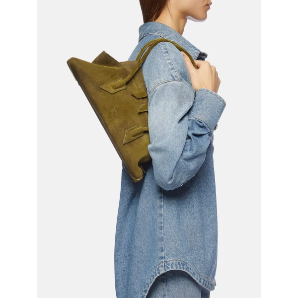 The Attico La Passeggiata Small Top Handle Bag in Khaki | Totes & Top-Handle Bags | Luxury Shoes 