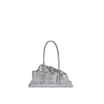 The Attico La Passeggiata Small Top Handle Bag in Silver Crackled Leather | Totes & Top-Handle Bags | Luxury Shoes 