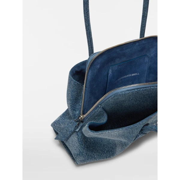 The Attico La Passeggiata Small Top Handle Bag in Washed Denim | Totes & Top-Handle Bags | Luxury Shoes 
