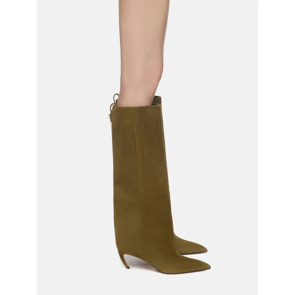 The Attico Lea Boots in Military Green | Boots | Luxury Shoes 