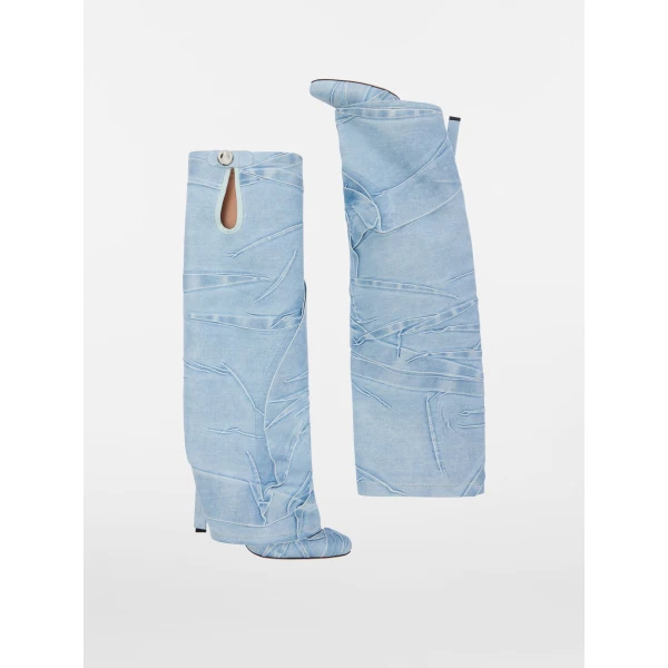 The Attico Leon Boots in Super Washed Blue | Boots | Luxury Shoes 
