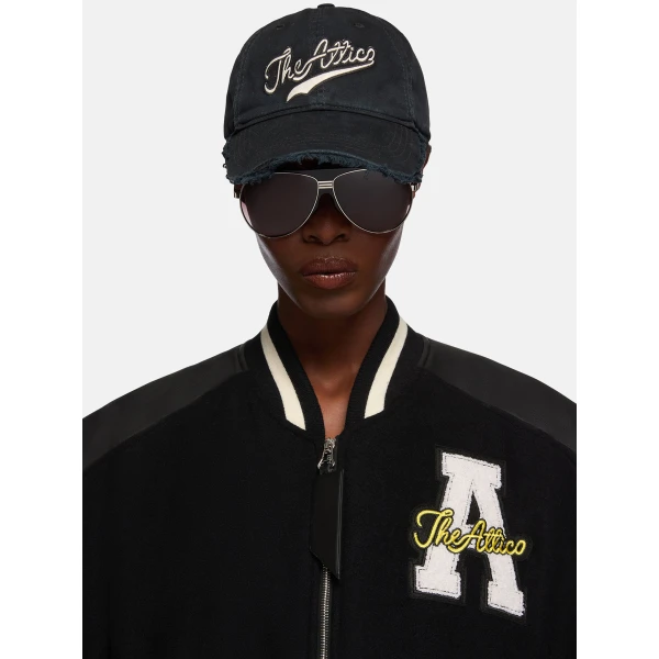 The Attico Logo Baseball Cap in Black | Hats | Luxury Shoes 