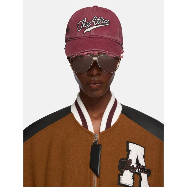 The Attico Logo Baseball Cap in Burgundy | Hats | Luxury Shoes 