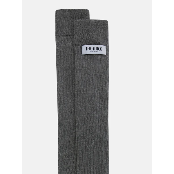 The Attico Long Socks in Melange Grey | Accessories | Luxury Shoes 