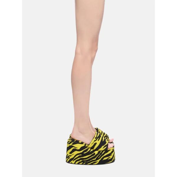 The Attico Mochi Flatform Sandals in Black and Yellow | Flats | Luxury Shoes 