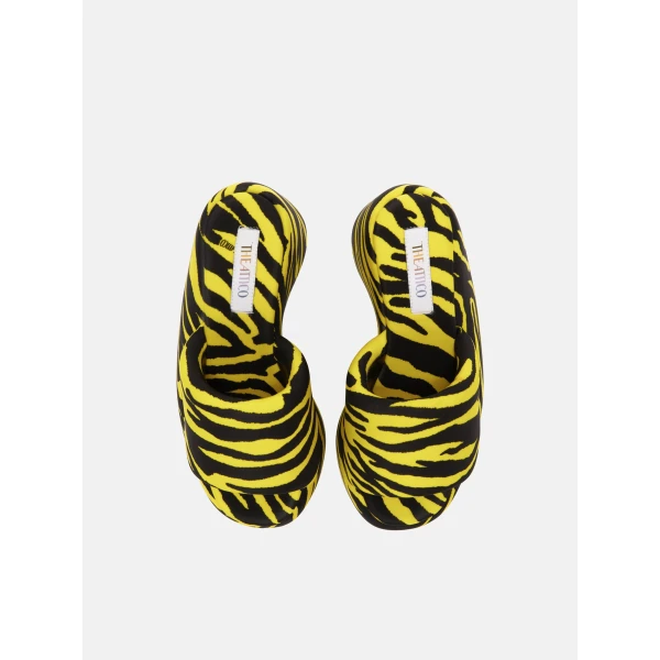 The Attico Mochi Flatform Sandals in Black and Yellow | Flats | Luxury Shoes 