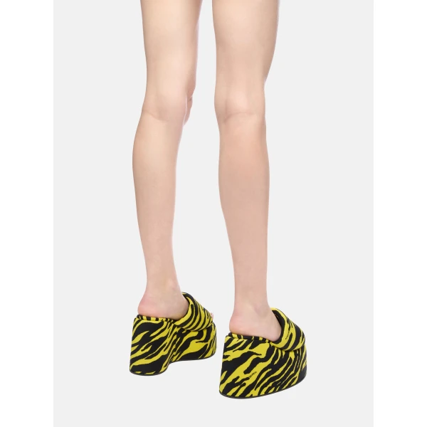 The Attico Mochi Flatform Sandals in Black and Yellow | Flats | Luxury Shoes 