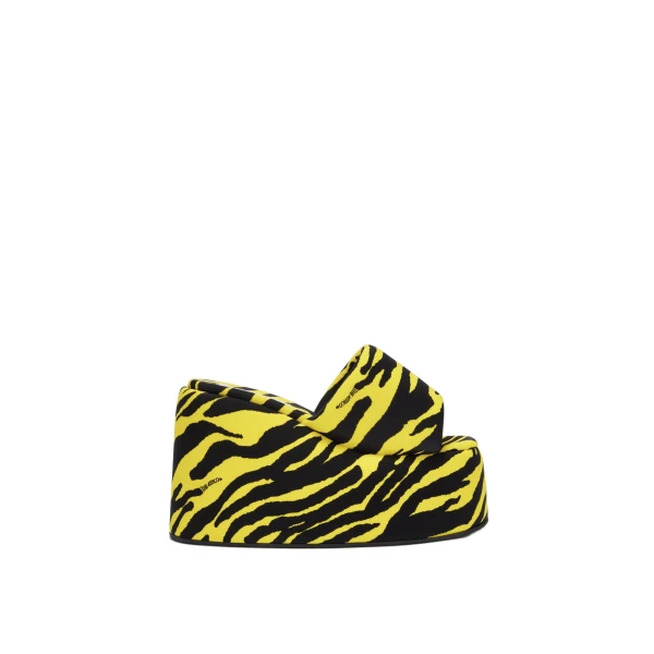 Mochi Flatform Sandals in Black and Yellow