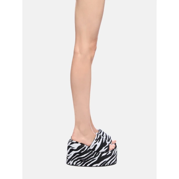 The Attico Mochi Flatform Sandals in White and Black | Flats | Luxury Shoes 