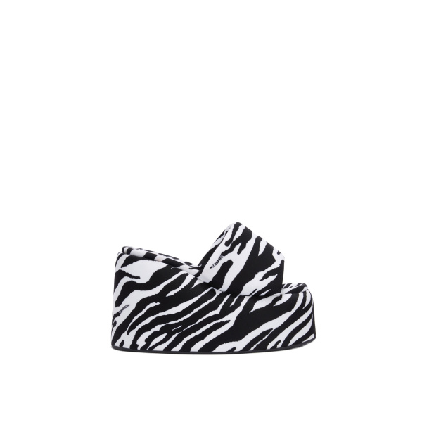 The Attico Mochi Flatform Sandals in White and Black | Flats | Luxury Shoes 