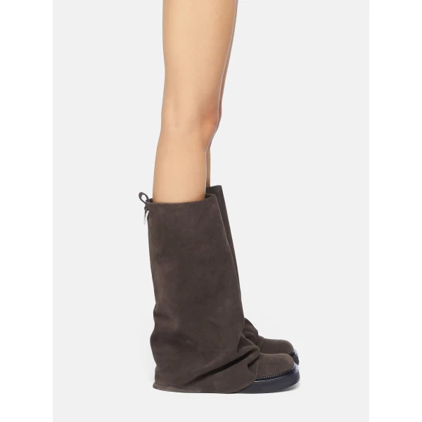 The Attico Robin Combat Boots in Dark Grey | Boots | Luxury Shoes 