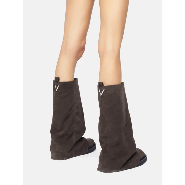 The Attico Robin Combat Boots in Dark Grey | Boots | Luxury Shoes 