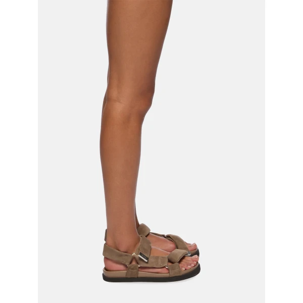 The Attico Salinas Flatform Sandals in Light Grey | Flats | Luxury Shoes 