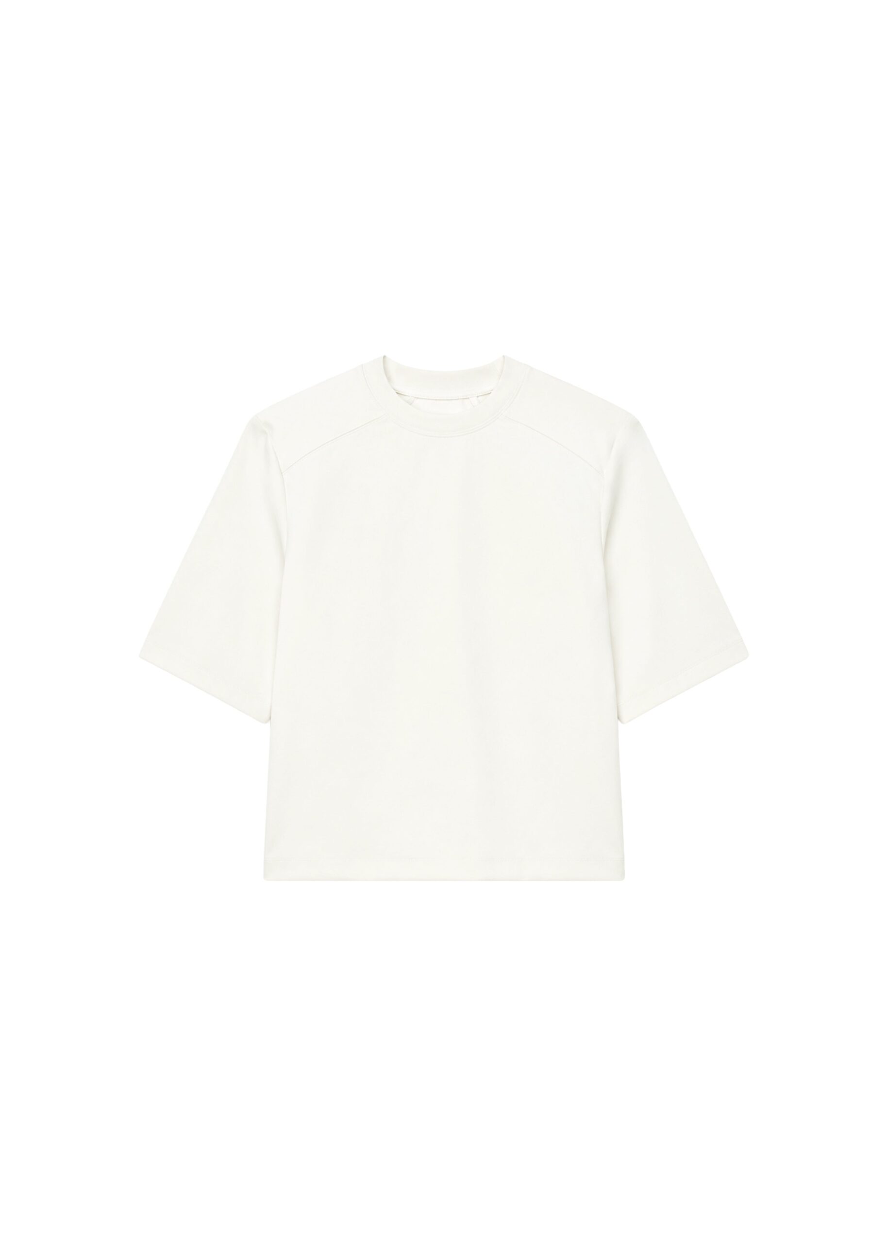 The Frankie Shop Alwen Neoprene Padded T-Shirt in Off White | Tops | Luxury Shoes The Frankie Shop Alwen Neoprene Padded T-Shirt in Off White