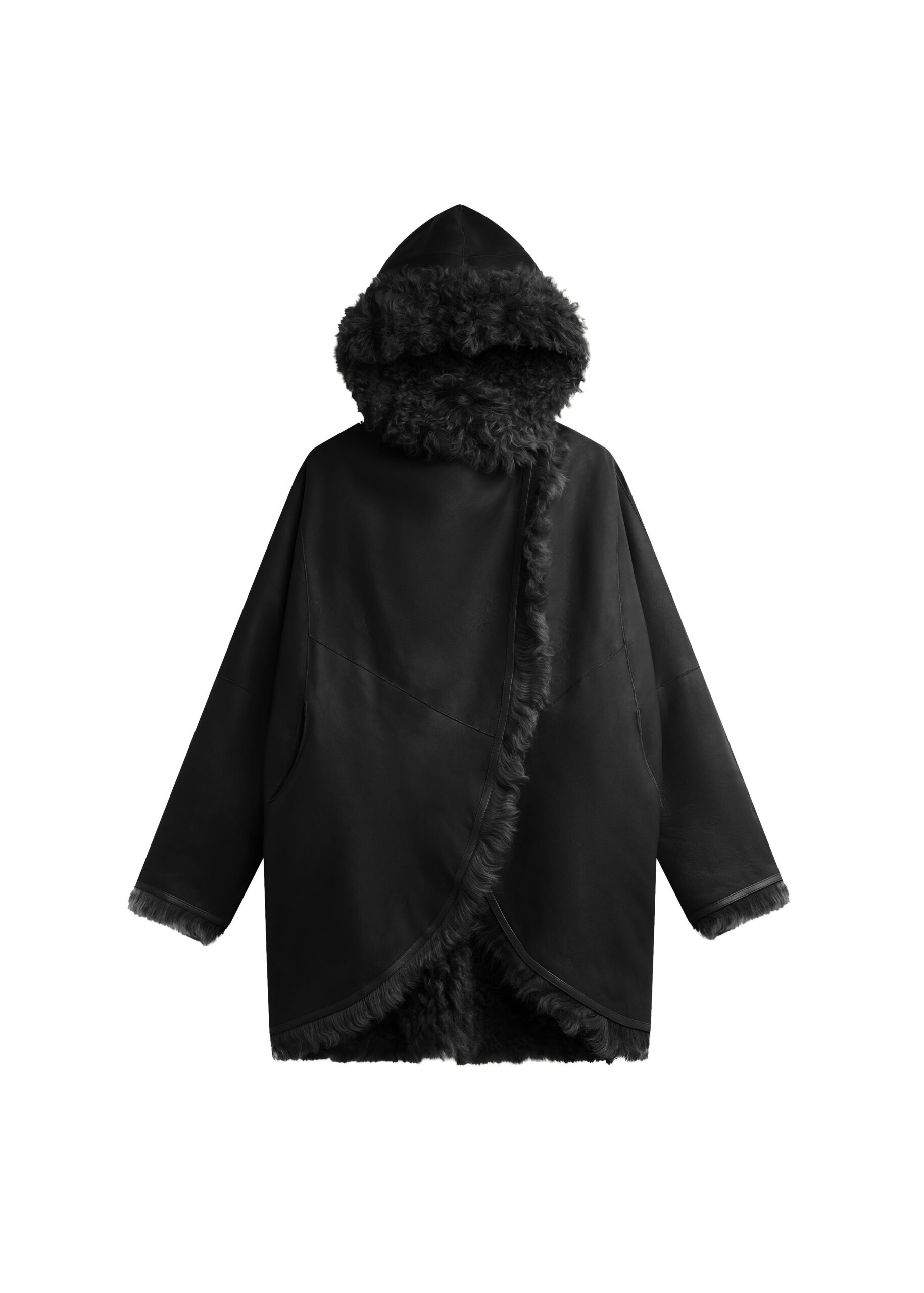 The Frankie Shop Ambra Shearling Hooded Short Coat in Black | Jackets | Luxury Shoes The Frankie Shop Ambra Shearling Hooded Short Coat in Black