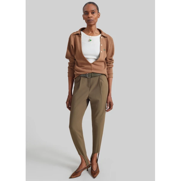 The Frankie Shop Averon Stirrup Pants in Dark Olive, view 2