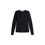 The Frankie Shop Beatrice Knit Padded Long Sleeve Top in Black
