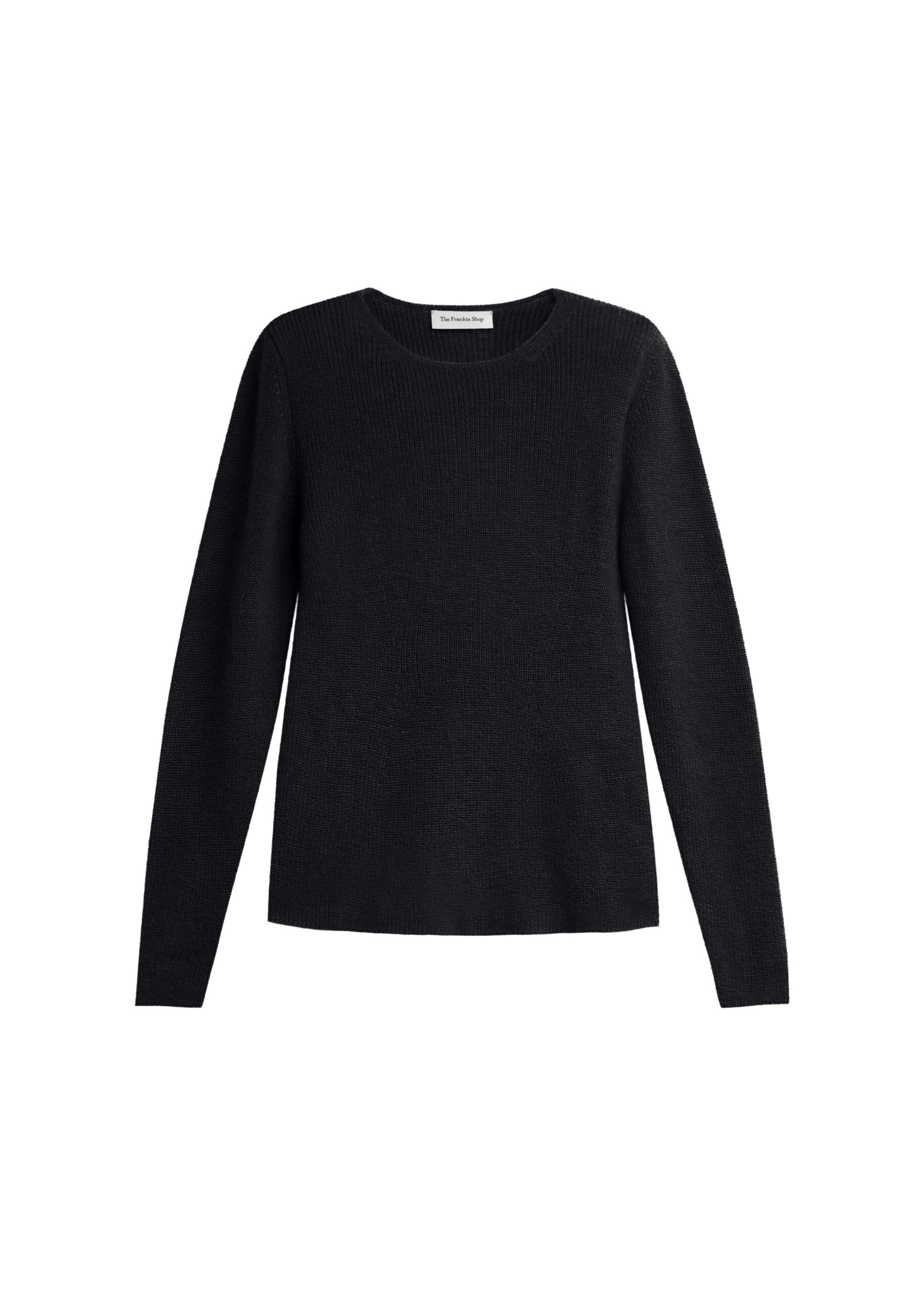The Frankie Shop Beatrice Knit Padded Long Sleeve Top in Black | Knitwear | Luxury Shoes The Frankie Shop Beatrice Knit Padded Long Sleeve Top in Black