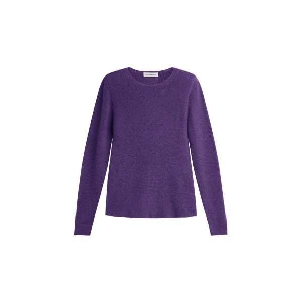 The Frankie Shop Beatrice Knit Padded Long Sleeve Top in Purple