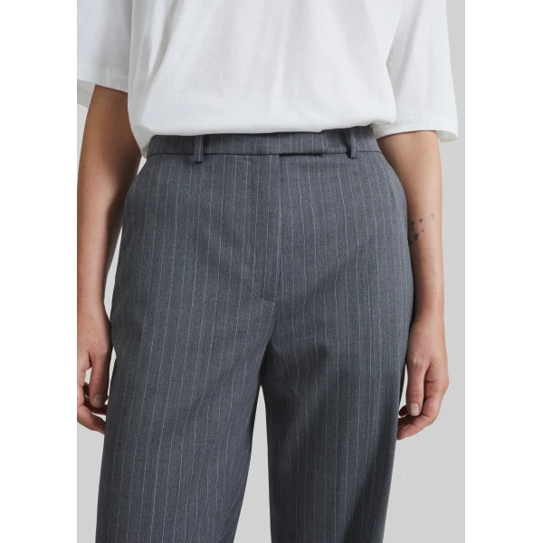 The Frankie Shop Brickell Trousers in Grey and White Pinstripe, view 5