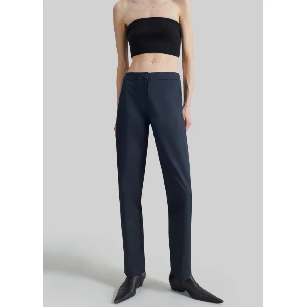 The Frankie Shop Cazal Slim Tailored Trousers in Navy, view 2