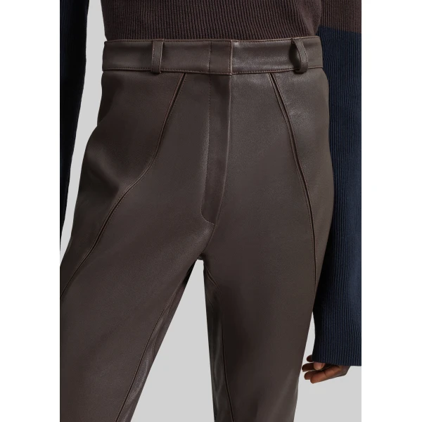The Frankie Shop Dune Stretch Leather Panelled Pants in Brown, view 4