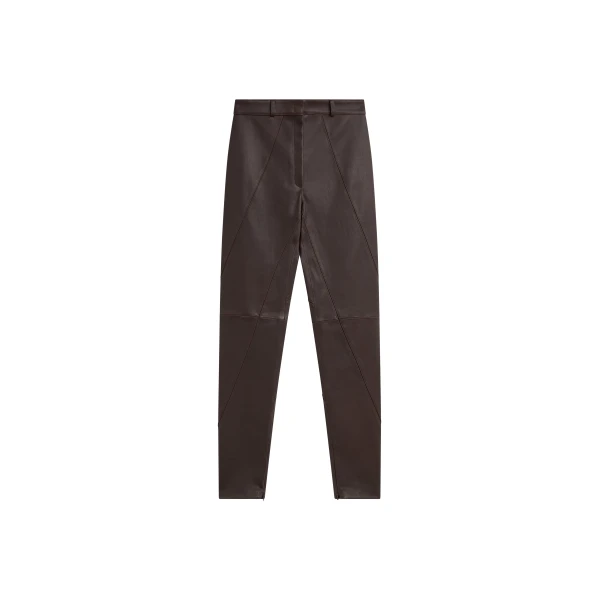 Dune Stretch Leather Panelled Pants in Brown