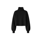 The Frankie Shop Elly Balloon Sleeve Turtleneck Sweater in Black