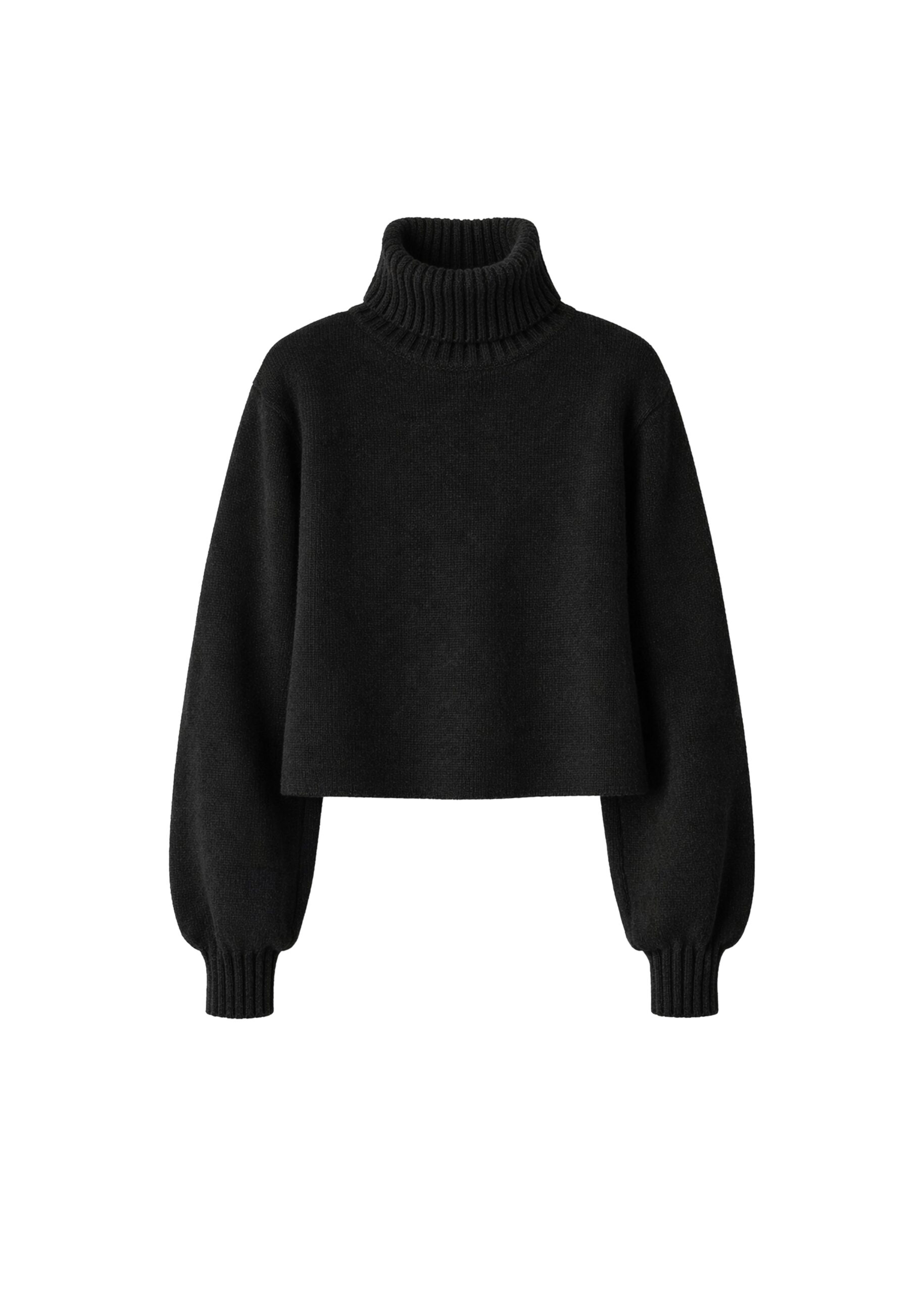 The Frankie Shop Elly Balloon Sleeve Turtleneck Sweater in Black | Knitwear | Luxury Shoes The Frankie Shop Elly Balloon Sleeve Turtleneck Sweater in Black