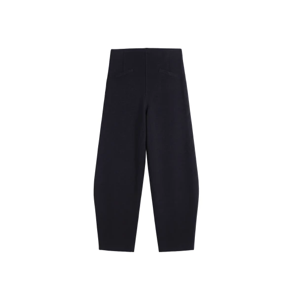 The Frankie Shop Enya Knit Barrel Leg Pants in Black