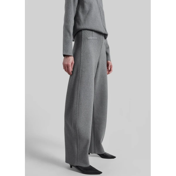 The Frankie Shop Enya Knit Barrel Leg Pants in Grey, view 6