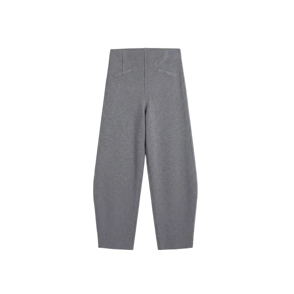 Enya Knit Barrel Leg Pants in Grey