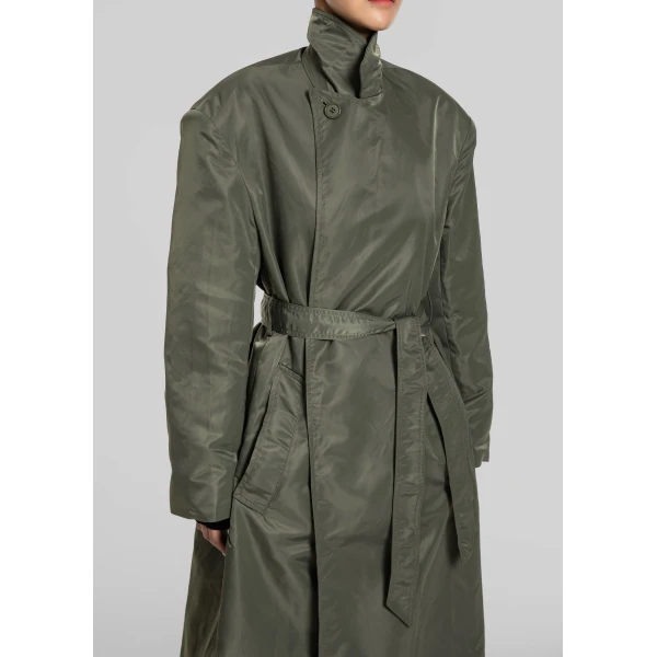 The Frankie Shop Eymi Technical Trench Coat in Olive, view 3