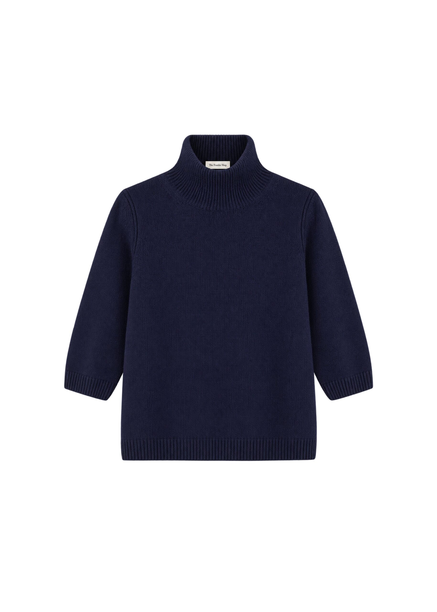 The Frankie Shop Ezy Merino Wool Mockneck Sweater in Navy | Knitwear | Luxury Shoes The Frankie Shop Ezy Merino Wool Mockneck Sweater in Navy