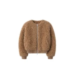 The Frankie Shop Gina Fur Bomber Jacket in Camel