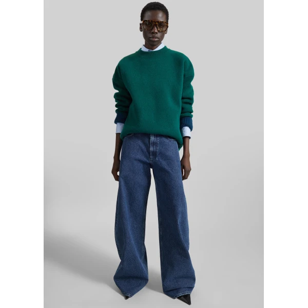 The Frankie Shop Hana Wool Sweater in Forest Green, view 2