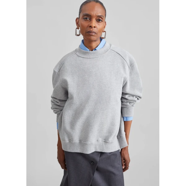 The Frankie Shop Isore Padded Sweatshirt in Light Grey, view 2