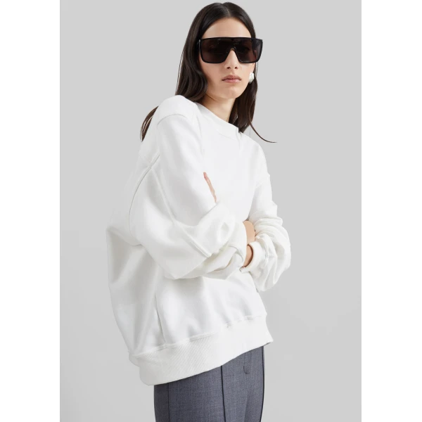 The Frankie Shop Isore Padded Sweatshirt in White, view 2