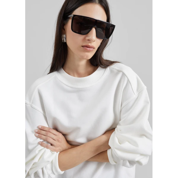 The Frankie Shop Isore Padded Sweatshirt in White, view 4