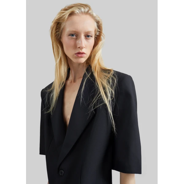 The Frankie Shop Ivora Short Sleeve Blazer in Black, view 4