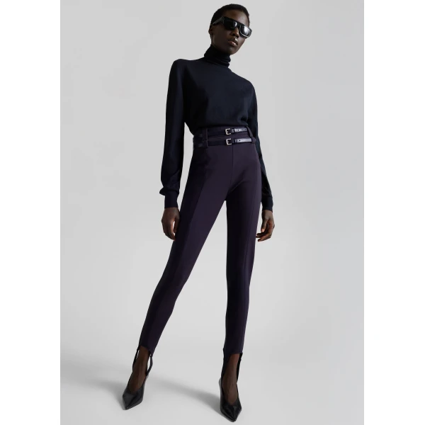The Frankie Shop Jessie Leather Belt in Dark Navy, view 4