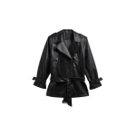 The Frankie Shop Limay Faux Leather Short Trench in Black