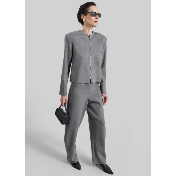 The Frankie Shop Mael Padded Cardigan in Grey, view 6