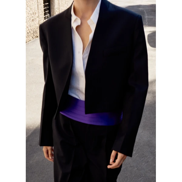 The Frankie Shop Martella Chevron Blazer in Dark Navy, view 2